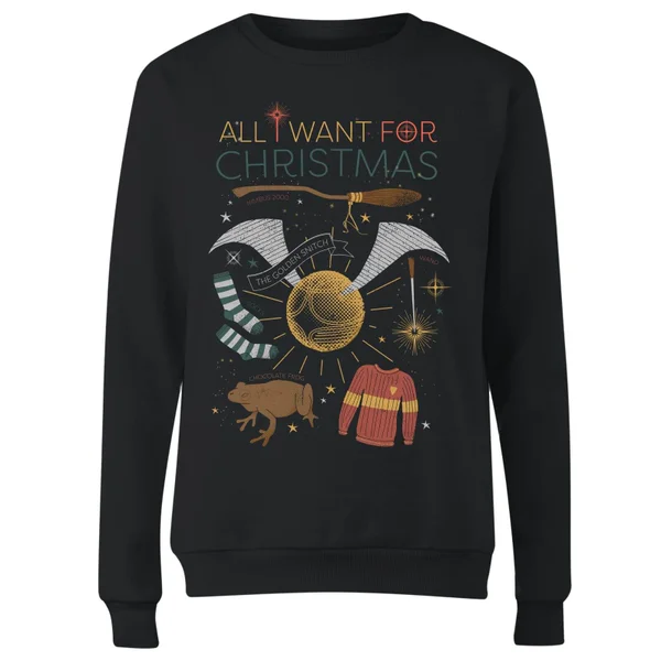Harry Potter All I Want Women's Christmas Sweater - Black 4 Harry Potter All I Want Women's Christmas Sweater - Black - Image 4