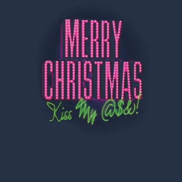 National Lampoon Merry Christmas (Kiss My @$$) Women's Christmas Sweater - Navy 2 National Lampoon Merry Christmas (Kiss My @$$) Women's Christmas Sweater - Navy - Image 2