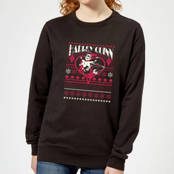 DC COMICS DC Harley Quinn Women's Christmas Sweater - Black 1 DC COMICS DC Harley Quinn Women's Christmas Sweater - Black