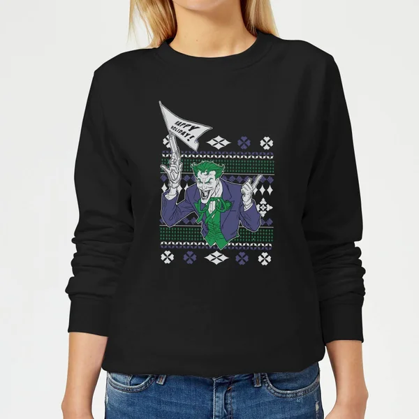 DC COMICS DC Joker Women's Christmas Sweater - Black 1 DC COMICS DC Joker Women's Christmas Sweater - Black
