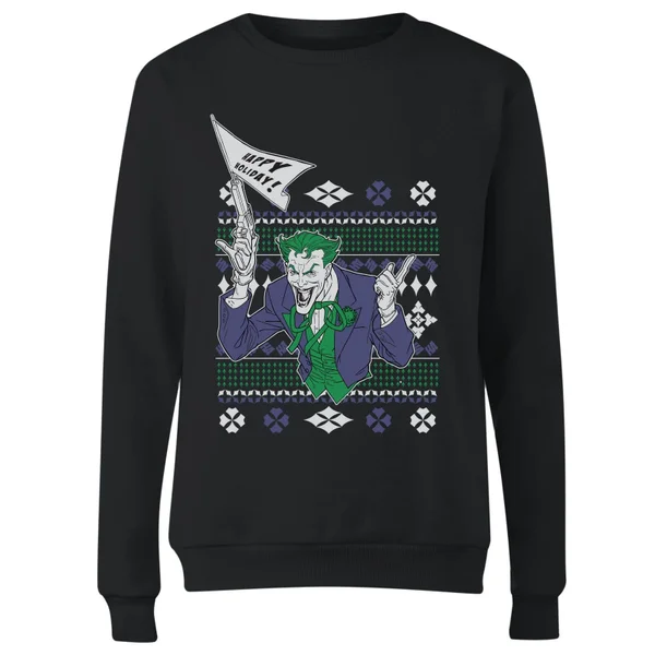 DC COMICS DC Joker Women's Christmas Sweater - Black 4 DC COMICS DC Joker Women's Christmas Sweater - Black - Image 4