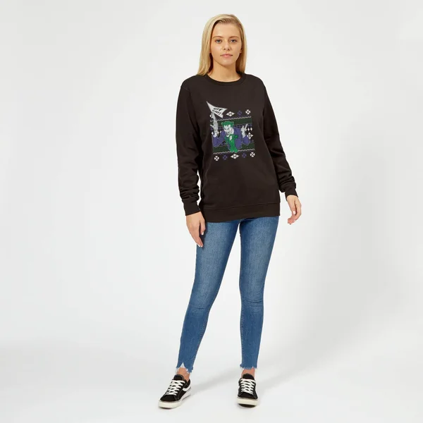 DC COMICS DC Joker Women's Christmas Sweater - Black 3 DC COMICS DC Joker Women's Christmas Sweater - Black - Image 3