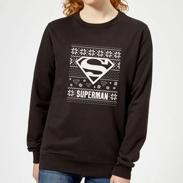 DC COMICS DC Superman Knit Pattern Women's Christmas Sweater - Black 1 DC COMICS DC Superman Knit Pattern Women's Christmas Sweater - Black