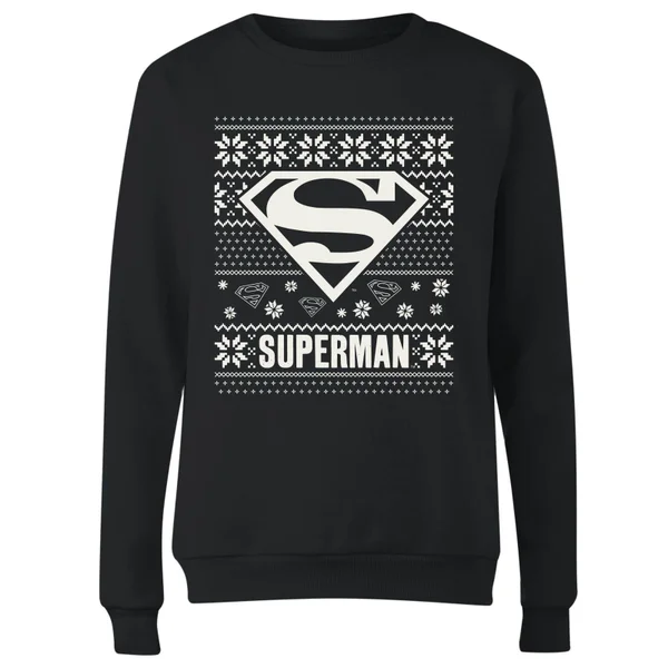 DC COMICS DC Superman Knit Pattern Women's Christmas Sweater - Black 4 DC COMICS DC Superman Knit Pattern Women's Christmas Sweater - Black - Image 4