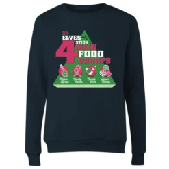 Elf Food Groups Women's Christmas Sweater - Navy -JD Looney Shop 11965540 2114627066296975