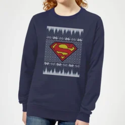 DC COMICS DC Superman Knit Women's Christmas Sweater - Navy