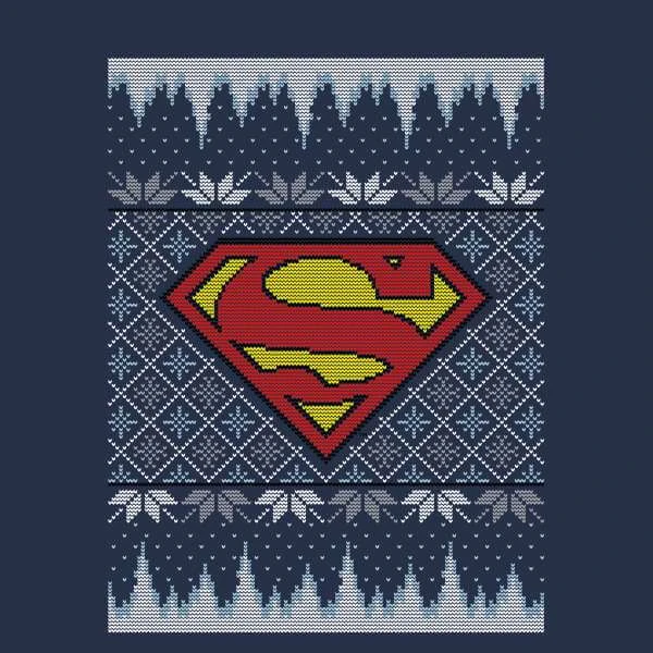 DC COMICS DC Superman Knit Women's Christmas Sweater - Navy 2 DC COMICS DC Superman Knit Women's Christmas Sweater - Navy - Image 2