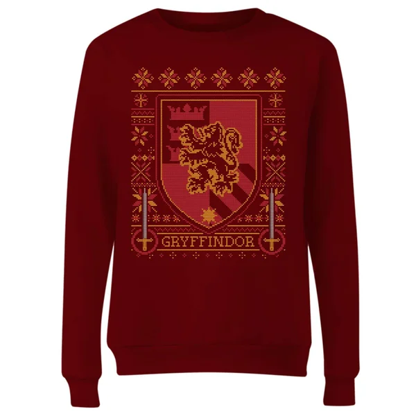 Harry Potter Gryffindor Crest Women's Christmas Sweater - Burgundy 4 Harry Potter Gryffindor Crest Women's Christmas Sweater - Burgundy - Image 4