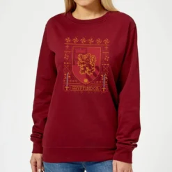 Harry Potter Gryffindor Crest Women's Christmas Sweater - Burgundy