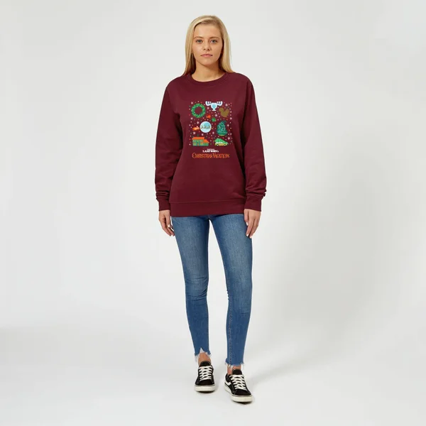 National Lampoon Griswold Christmas Starter Pack Women's Christmas Sweater - Burgundy 3 National Lampoon Griswold Christmas Starter Pack Women's Christmas Sweater - Burgundy - Image 3