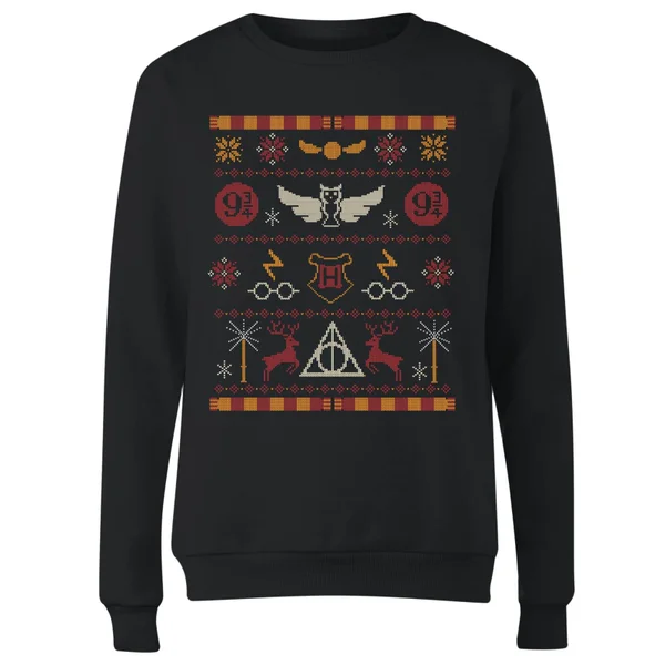 Harry Potter Knit Women's Christmas Sweater - Black 4 Harry Potter Knit Women's Christmas Sweater - Black - Image 4