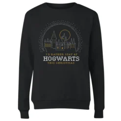 Harry Potter I'd Rather Stay At Hogwarts Women's Christmas Sweater - Black 7 Harry Potter I'd Rather Stay At Hogwarts Women's Christmas Sweater - Black -JD Looney Shop 11965692 1304627072115430