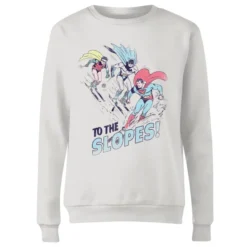 DC COMICS DC To The Slopes! Women's Christmas Sweater - White -JD Looney Shop 11965742 1614627076169582