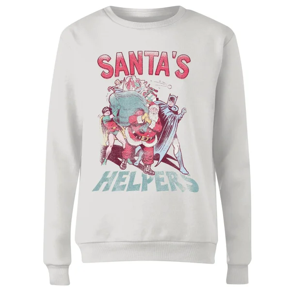 DC COMICS DC Santa's Helpers Women's Christmas Sweater - White 4 DC COMICS DC Santa's Helpers Women's Christmas Sweater - White - Image 4