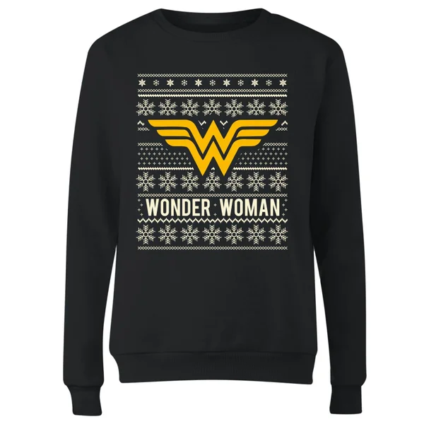 DC COMICS DC Wonder Woman Women's Christmas Sweater - Black 4 DC COMICS DC Wonder Woman Women's Christmas Sweater - Black - Image 4