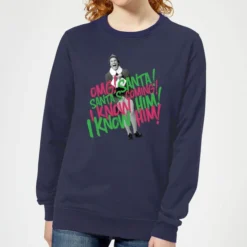 Elf Santa! I Know Him! Women's Christmas Sweater - Navy