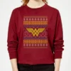 DC COMICS DC Wonder Woman Knit Women's Christmas Sweater - Burgundy