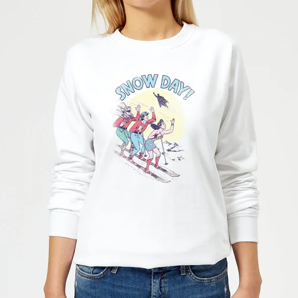DC COMICS DC Snow Day! Women's Christmas Sweater - White 1 DC COMICS DC Snow Day! Women's Christmas Sweater - White