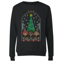 Harry Potter Hogwarts Tree Women's Christmas Sweater - Black 7 Harry Potter Hogwarts Tree Women's Christmas Sweater - Black -JD Looney Shop 11966320 1624627071052290