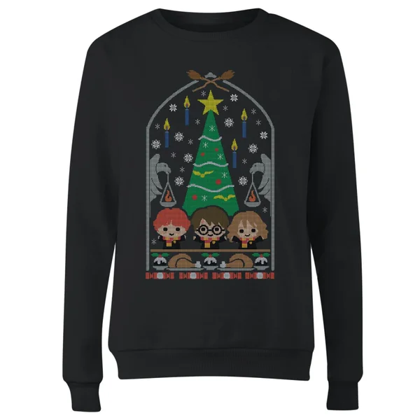 Harry Potter Hogwarts Tree Women's Christmas Sweater - Black 4 Harry Potter Hogwarts Tree Women's Christmas Sweater - Black - Image 4