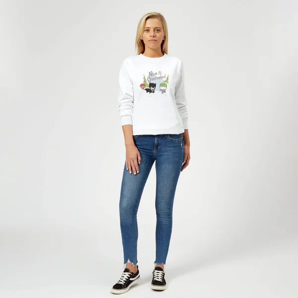 DC COMICS DC Nice Is Overrated Women's Christmas Sweater - White 3 DC COMICS DC Nice Is Overrated Women's Christmas Sweater - White - Image 3