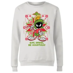 Looney Tunes Eat Drink Be Martian Women's Christmas Sweater - White 7 Looney Tunes Eat Drink Be Martian Women's Christmas Sweater - White -JD Looney Shop 11966360 1024627071768471