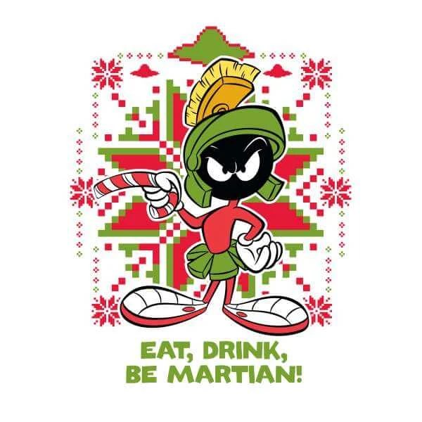 Looney Tunes Eat Drink Be Martian Women's Christmas Sweater - White 2 Looney Tunes Eat Drink Be Martian Women's Christmas Sweater - White - Image 2