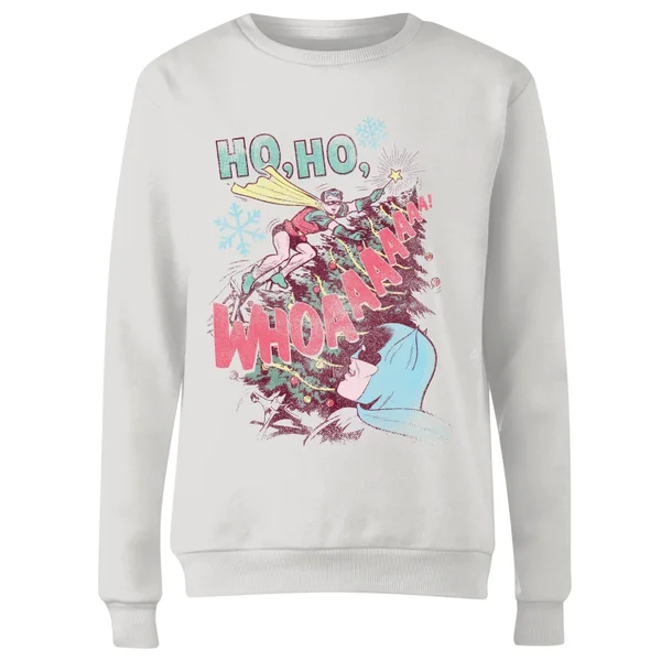 DC COMICS DC Ho Ho Whoaaaaaaa Women's Christmas Sweater - White 4 DC COMICS DC Ho Ho Whoaaaaaaa Women's Christmas Sweater - White - Image 4