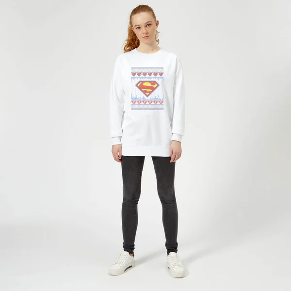 DC COMICS DC Supergirl Knit Women's Christmas Sweater - White 3 DC COMICS DC Supergirl Knit Women's Christmas Sweater - White - Image 3