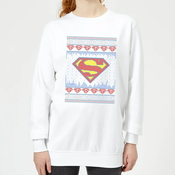 DC COMICS DC Supergirl Knit Women's Christmas Sweater - White 1 DC COMICS DC Supergirl Knit Women's Christmas Sweater - White