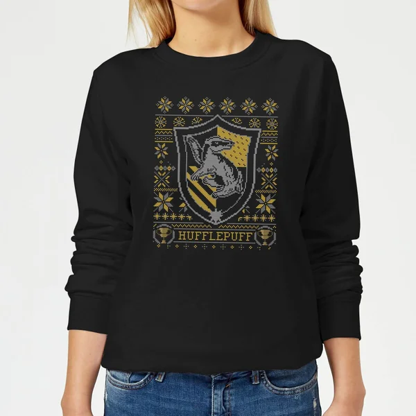 Harry Potter Hufflepuff Crest Women's Christmas Sweater - Black 1 Harry Potter Hufflepuff Crest Women's Christmas Sweater - Black