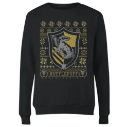 Harry Potter Hufflepuff Crest Women's Christmas Sweater - Black 7 Harry Potter Hufflepuff Crest Women's Christmas Sweater - Black -JD Looney Shop 11966494 6384627077777033
