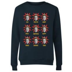 Elf Faces Women's Christmas Sweater - Navy -JD Looney Shop 11966504 1844627078330494