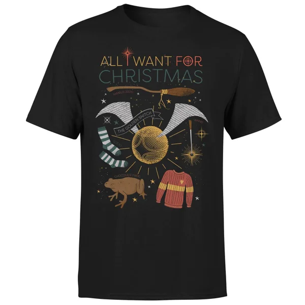 Harry Potter All I Want Men's Christmas T-Shirt - Black 5 Harry Potter All I Want Men's Christmas T-Shirt - Black - Image 5