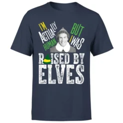Elf Raised By Elves Men's Christmas T-Shirt - Navy -JD Looney Shop 11969896 1004627078620810