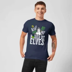 Elf Raised By Elves Men's Christmas T-Shirt - Navy -JD Looney Shop 11969896 1264627078498500