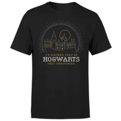 Harry Potter I'd Rather Stay At Hogwarts Men's Christmas T-Shirt - Black 9 Harry Potter I'd Rather Stay At Hogwarts Men's Christmas T-Shirt - Black -JD Looney Shop 11969908 1104627080811287