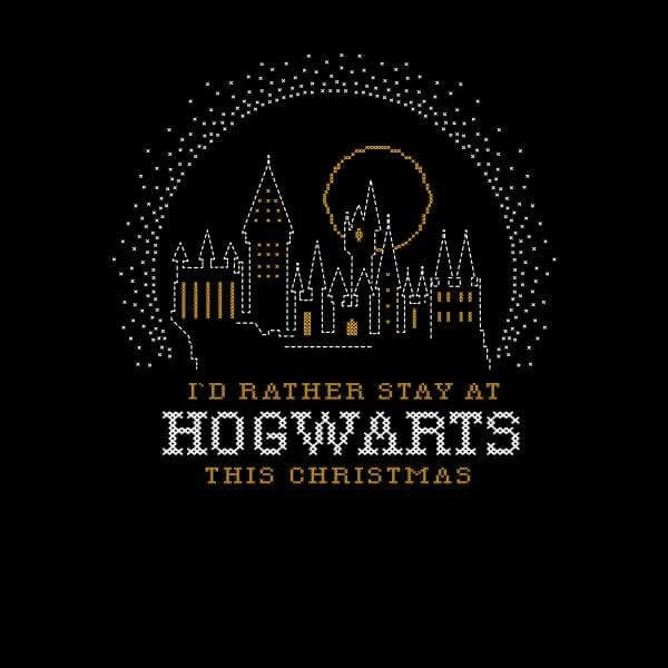 Harry Potter I'd Rather Stay At Hogwarts Men's Christmas T-Shirt - Black 2 Harry Potter I'd Rather Stay At Hogwarts Men's Christmas T-Shirt - Black - Image 2