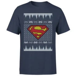 DC COMICS DC Superman Knit Men's Christmas T-Shirt - Navy -JD Looney Shop 11969917 1344627081635021