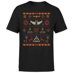 Harry Potter Knit Men's Christmas T-Shirt - Black 9 Harry Potter Knit Men's Christmas T-Shirt - Black -JD Looney Shop 11969938 2084627082887629