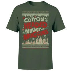 Elf Cotton-Headed-Ninny-Muggins Knit Men's Christmas T-Shirt - Forest Green 9 Elf Cotton-Headed-Ninny-Muggins Knit Men's Christmas T-Shirt - Forest Green -JD Looney Shop 11969974 3624627084551969