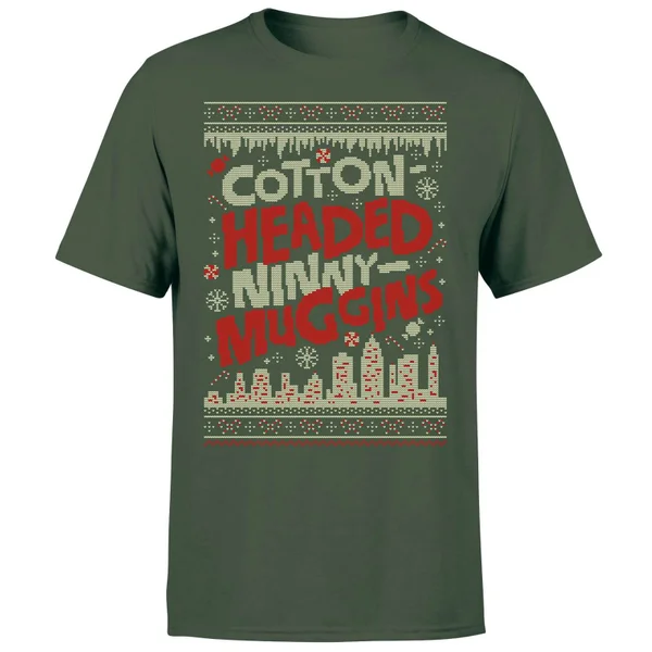 Elf Cotton-Headed-Ninny-Muggins Knit Men's Christmas T-Shirt - Forest Green 5 Elf Cotton-Headed-Ninny-Muggins Knit Men's Christmas T-Shirt - Forest Green - Image 5