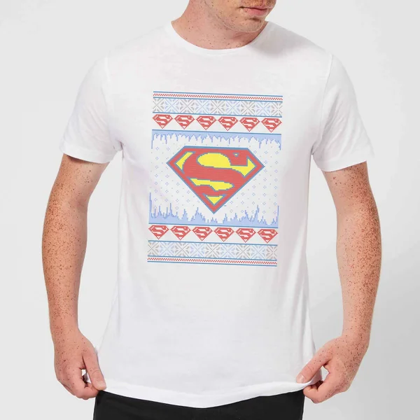 DC COMICS DC Supergirl Knit Men's Christmas T-Shirt - White 1 DC COMICS DC Supergirl Knit Men's Christmas T-Shirt - White