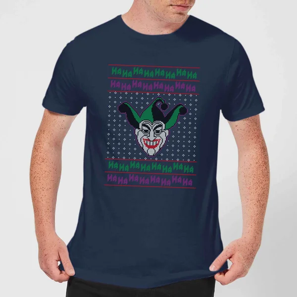 DC COMICS DC Joker Knit Men's Christmas T-Shirt - Navy 1 DC COMICS DC Joker Knit Men's Christmas T-Shirt - Navy