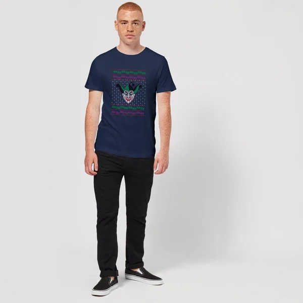 DC COMICS DC Joker Knit Men's Christmas T-Shirt - Navy 3 DC COMICS DC Joker Knit Men's Christmas T-Shirt - Navy - Image 3