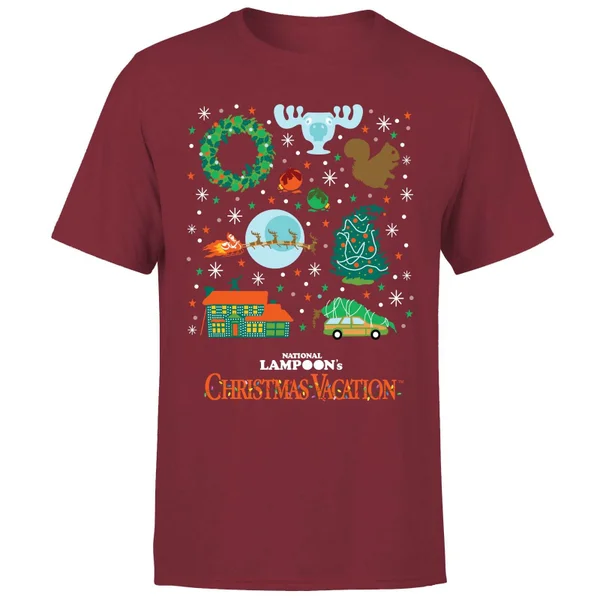 National Lampoon Griswold Christmas Starter Pack Men's Christmas T-Shirt - Burgundy 5 National Lampoon Griswold Christmas Starter Pack Men's Christmas T-Shirt - Burgundy - Image 5
