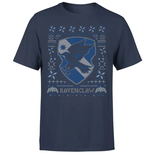 Harry Potter Ravenclaw Crest Men's Christmas T-Shirt - Navy 5 Harry Potter Ravenclaw Crest Men's Christmas T-Shirt - Navy - Image 5