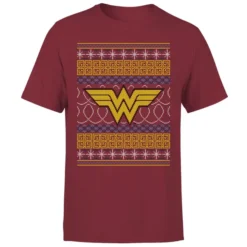 DC COMICS DC Wonder Woman Knit Men's Christmas T-Shirt - Burgundy 9 DC COMICS DC Wonder Woman Knit Men's Christmas T-Shirt - Burgundy -JD Looney Shop 11970133 1884627065719916