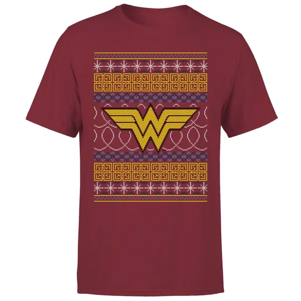DC COMICS DC Wonder Woman Knit Men's Christmas T-Shirt - Burgundy 5 DC COMICS DC Wonder Woman Knit Men's Christmas T-Shirt - Burgundy - Image 5