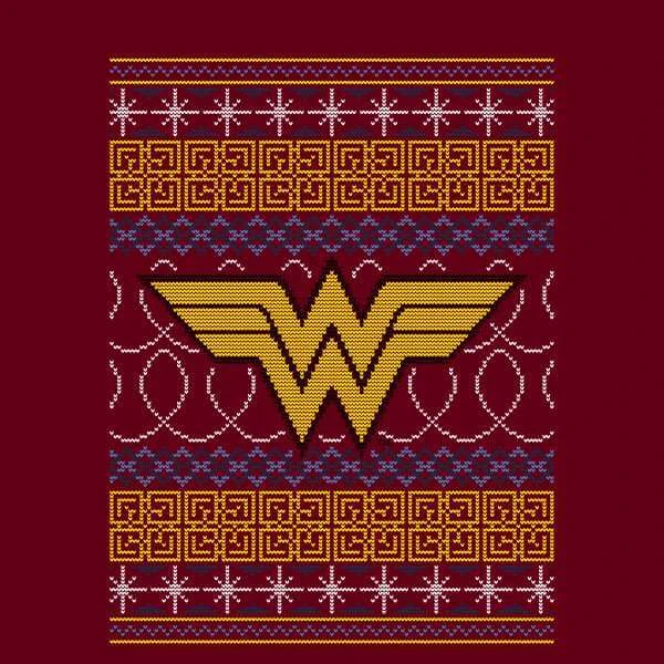 DC COMICS DC Wonder Woman Knit Men's Christmas T-Shirt - Burgundy 2 DC COMICS DC Wonder Woman Knit Men's Christmas T-Shirt - Burgundy - Image 2